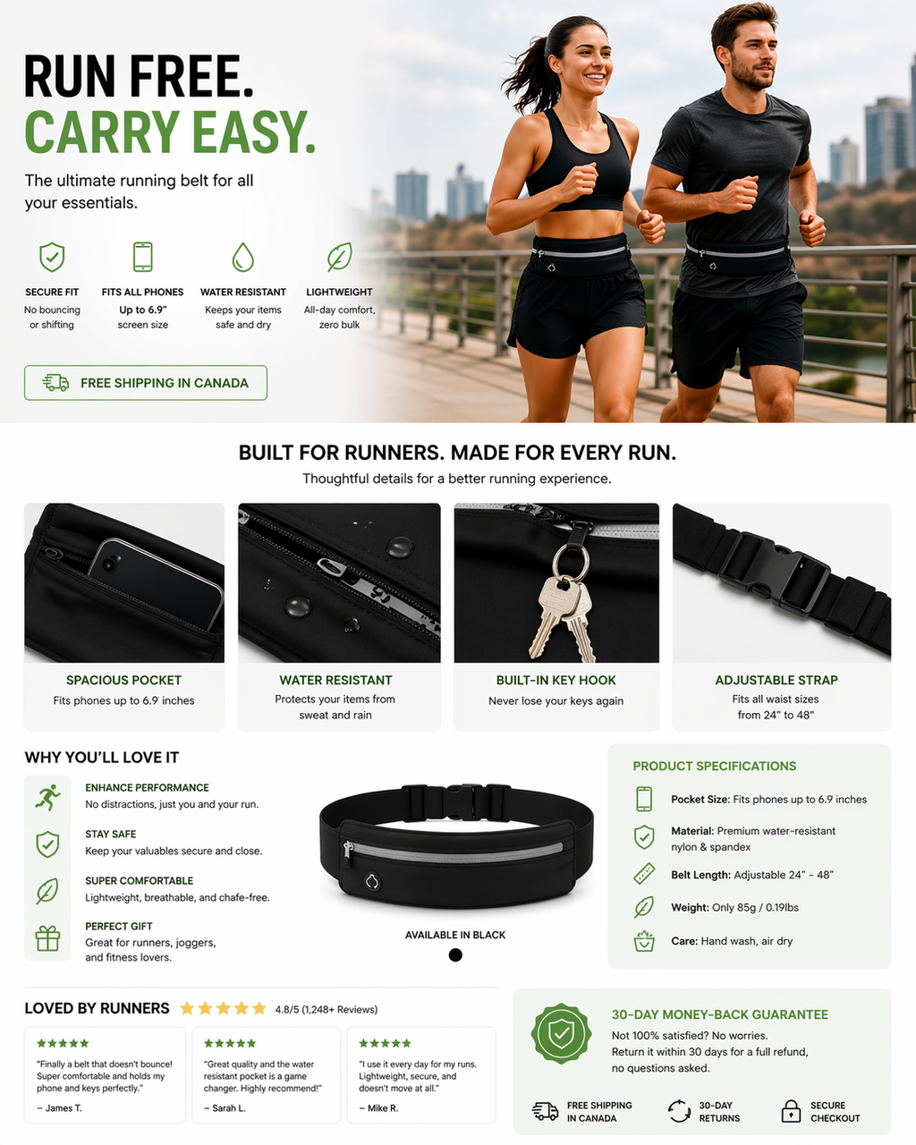 Hands-Free Running Belt – Secure & Comfortable