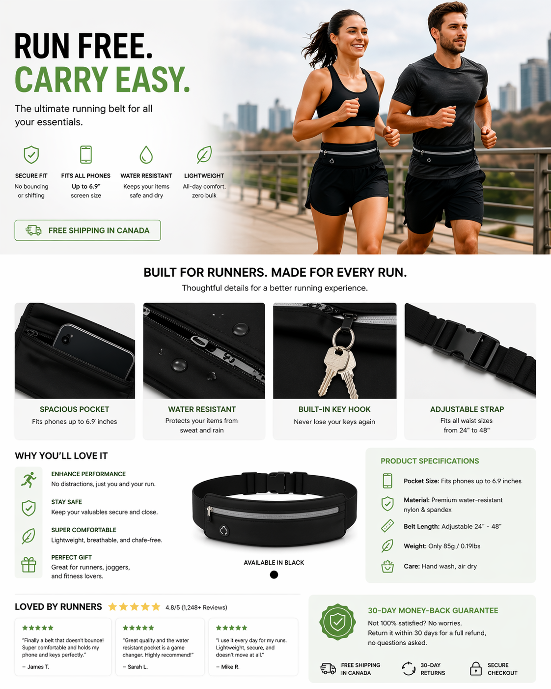 Hands-Free Running Belt – Secure & Comfortable