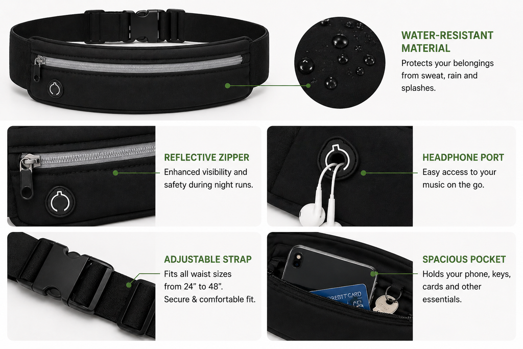 Hands-Free Running Belt – Secure & Comfortable